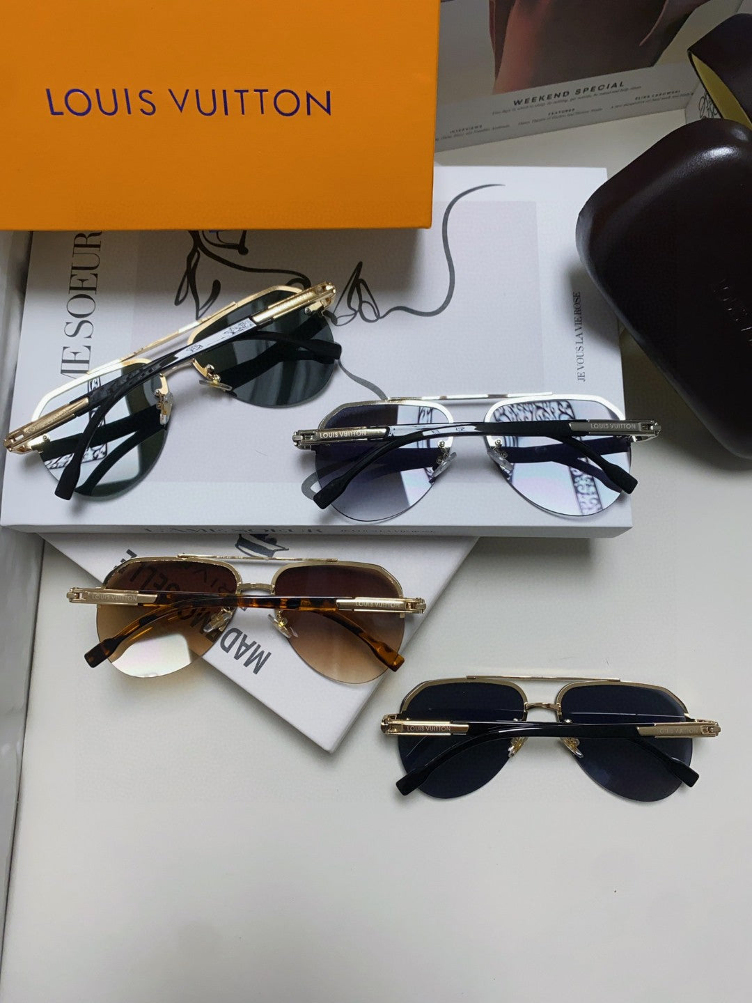 Louis Vuitton Metal Aviator Blue Lens Sunglasses for Men & Women - detail image 8