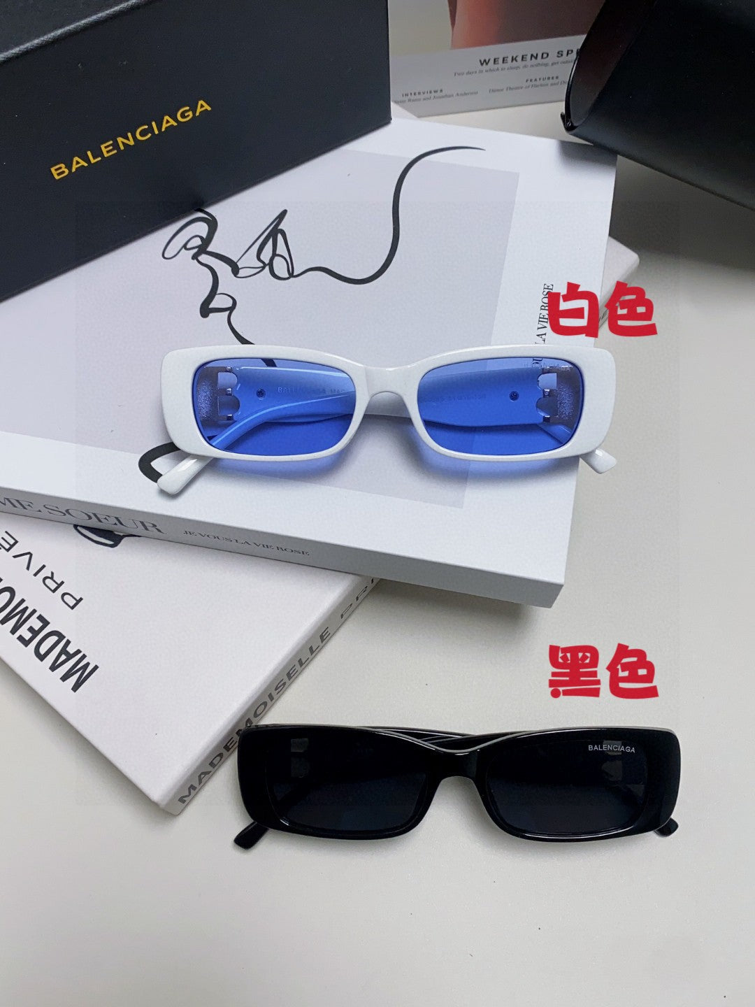Balenciaga Rectangular Orange Lens Sunglasses for Men & Women - detail image 11