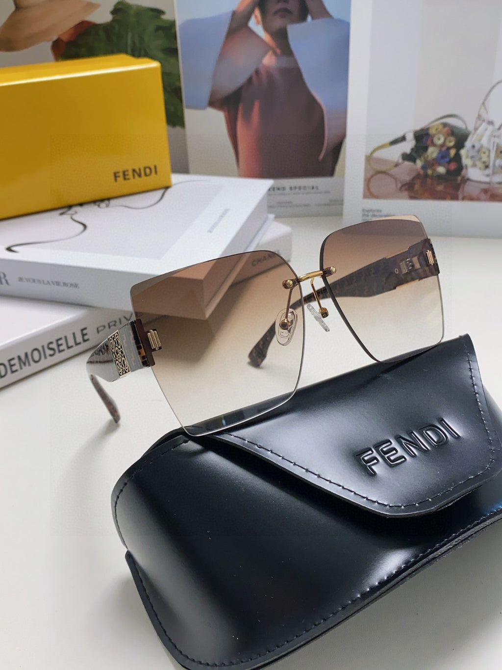 Fendi Polarized Square Brown Lens Sunglasses for Women - detail image 7