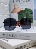 Fendi Polarized Metal Oversized Black Lens Sunglasses for Women