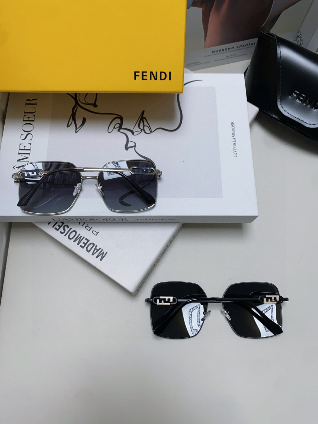 Fendi Polarized Metal Oversized Black Lens Sunglasses for Women - detail image 8