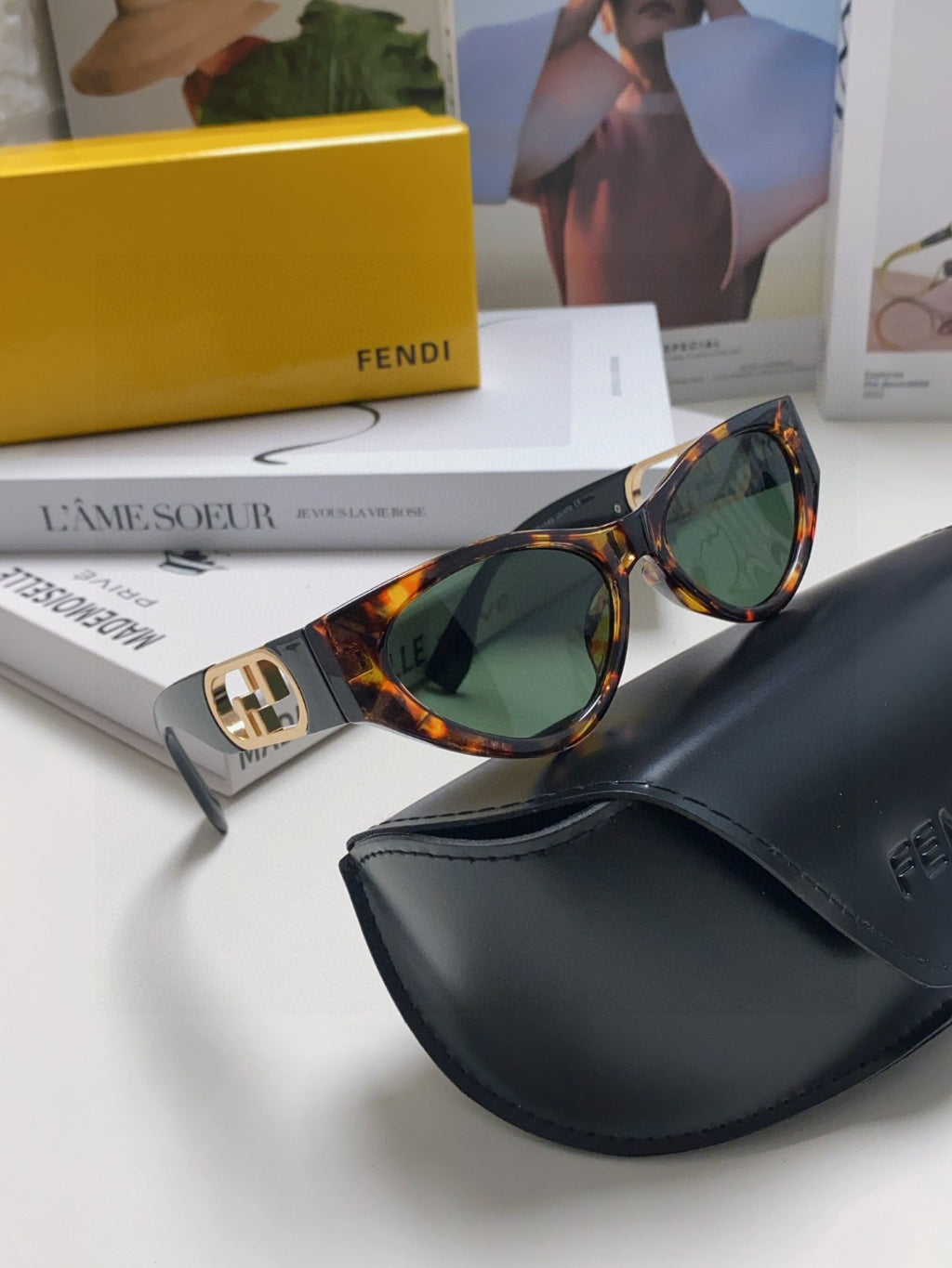 Fendi Metal Cat-Eye Gray Lens Sunglasses for Women - 432740 - detail image 7