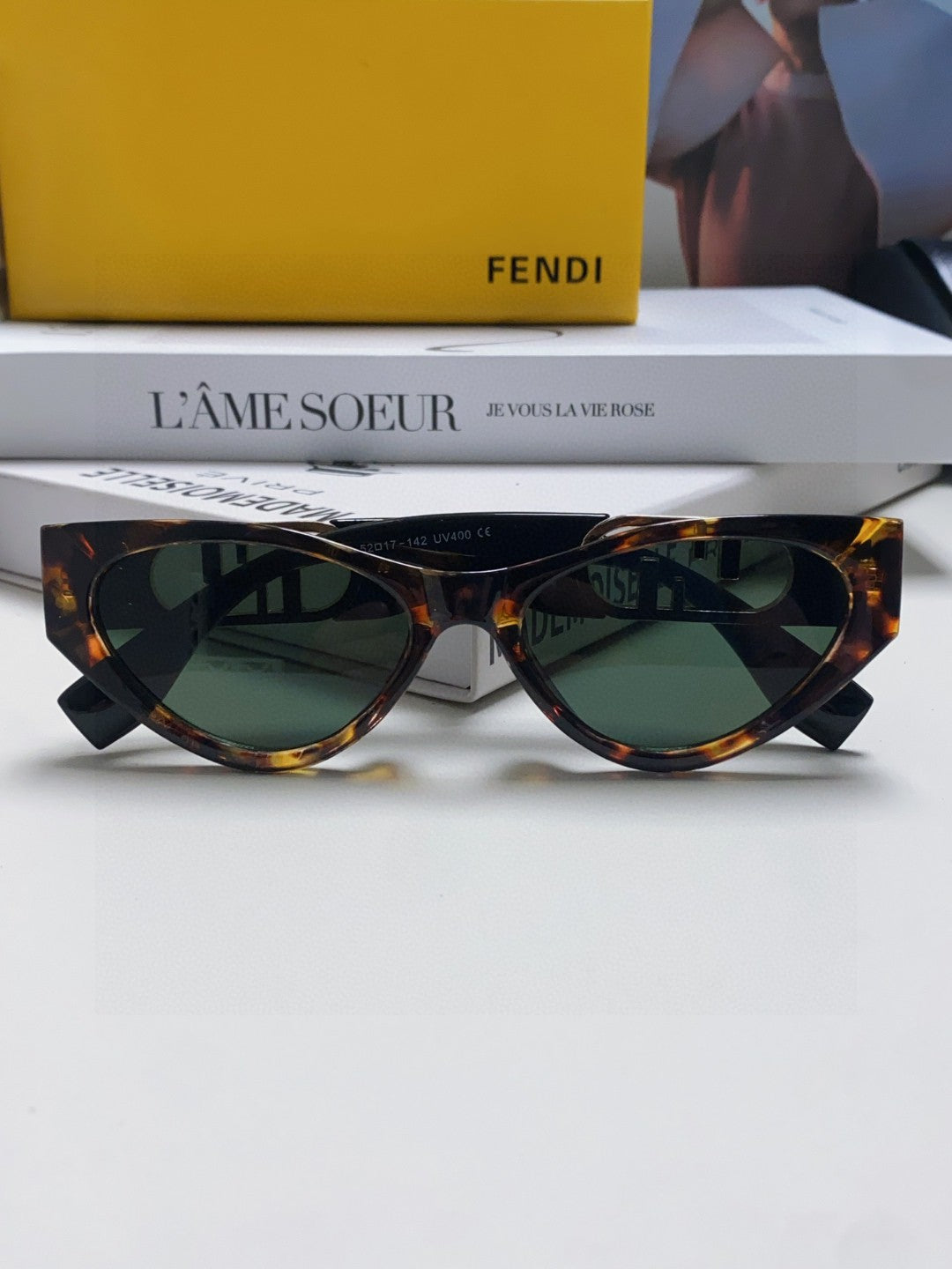 Fendi Metal Cat-Eye Gray Lens Sunglasses for Women - 358752 - detail image 6