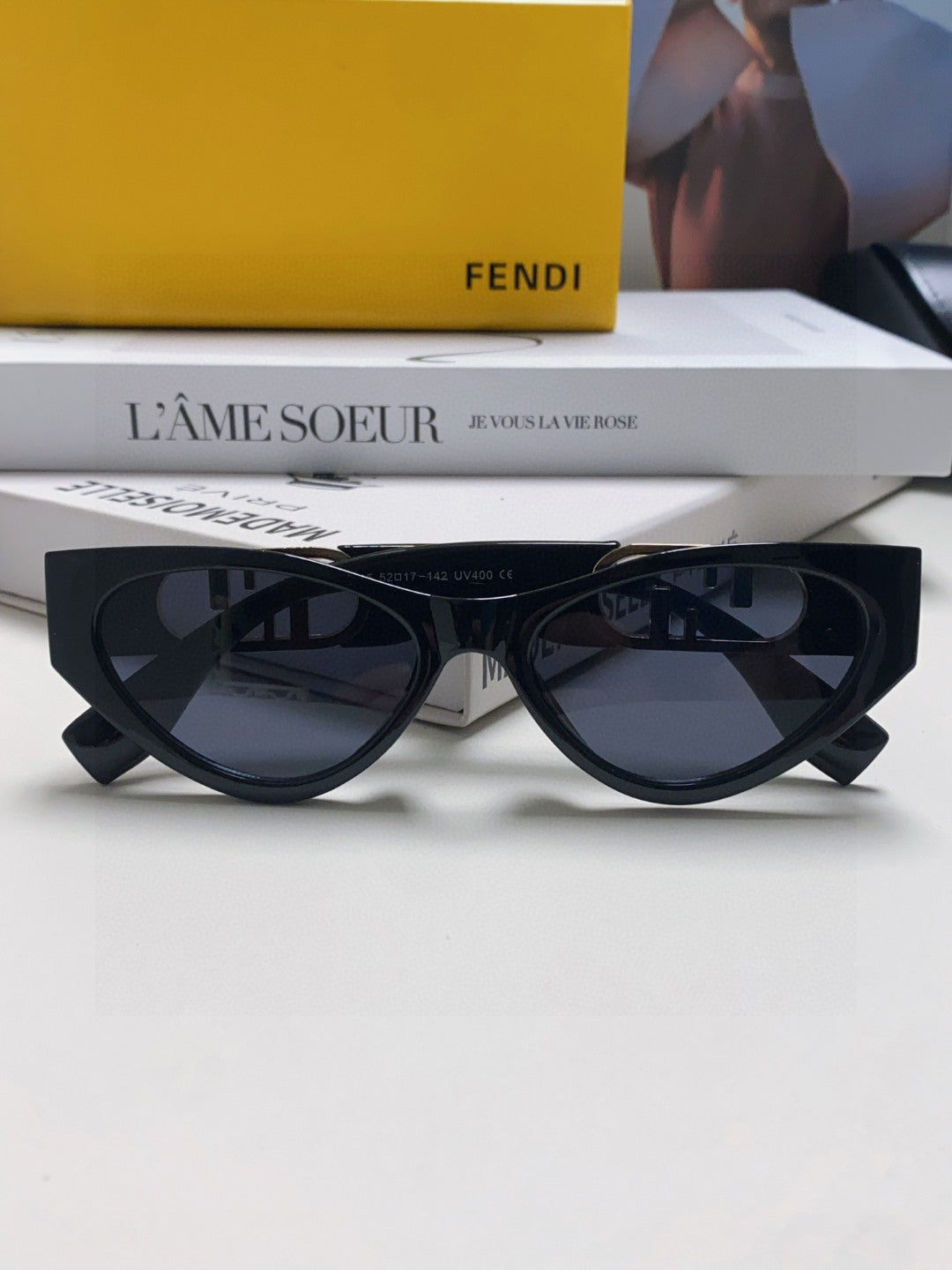 Fendi Metal Cat-Eye Blue Lens Sunglasses for Women - detail image 6