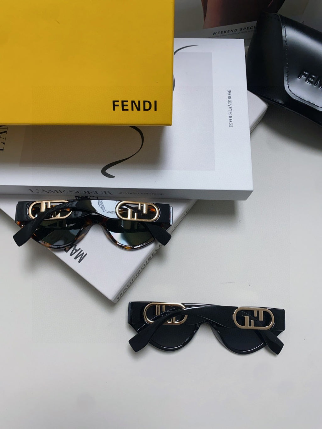 Fendi Metal Cat-Eye Blue Lens Sunglasses for Women - detail image 8