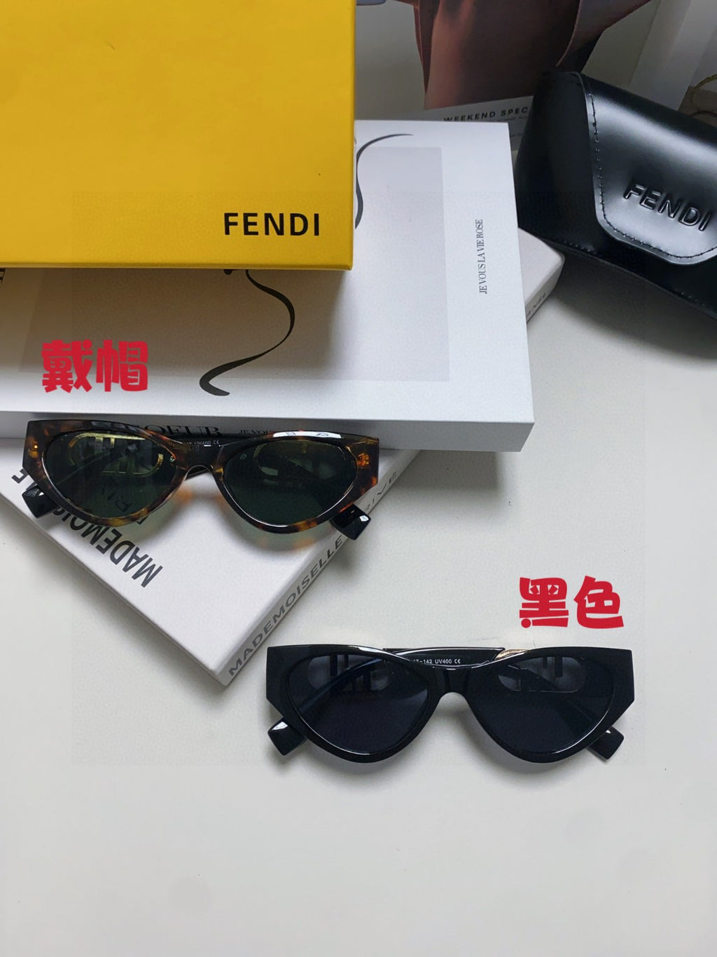 Fendi Metal Cat-Eye Blue Lens Sunglasses for Women - detail image 9