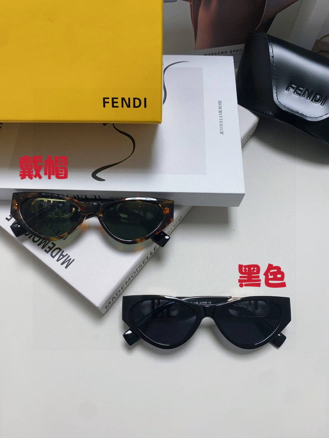 Fendi Metal Cat-Eye Blue Lens Sunglasses for Women - detail image 9