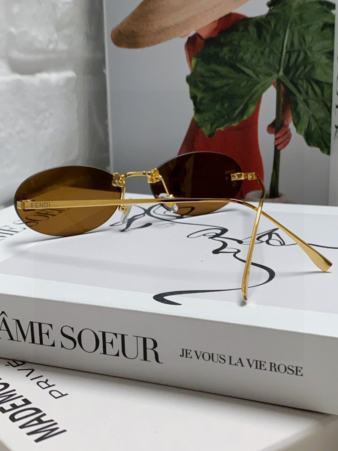 Fendi Lightweight Metal Rimless Red Lens Sunglasses for Men & Women - 358755