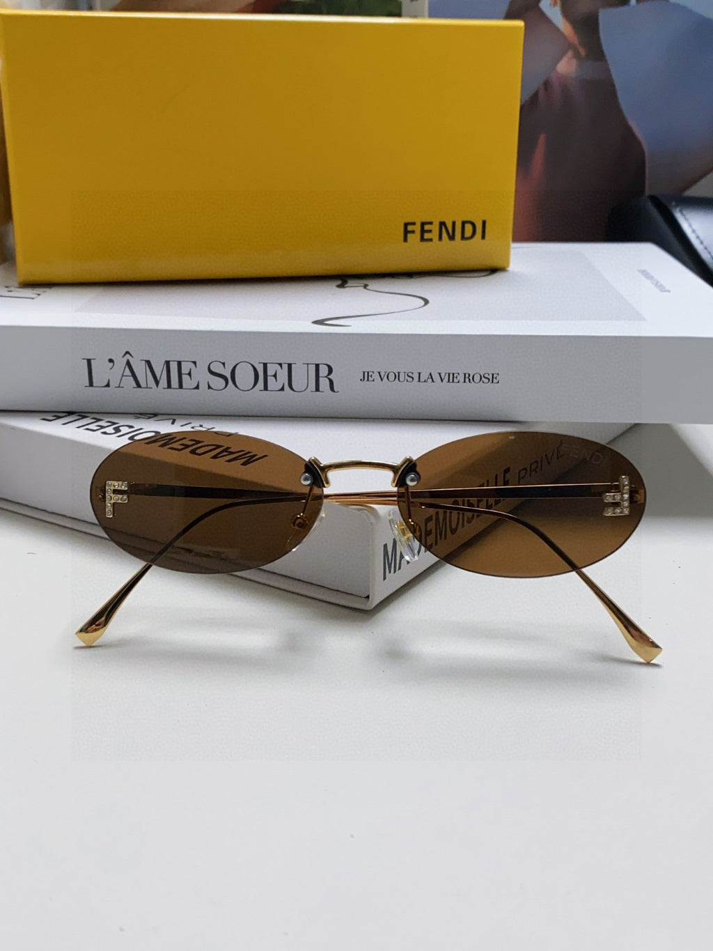 Fendi Lightweight Metal Rimless Red Lens Sunglasses for Men & Women - 432743 - detail image 5