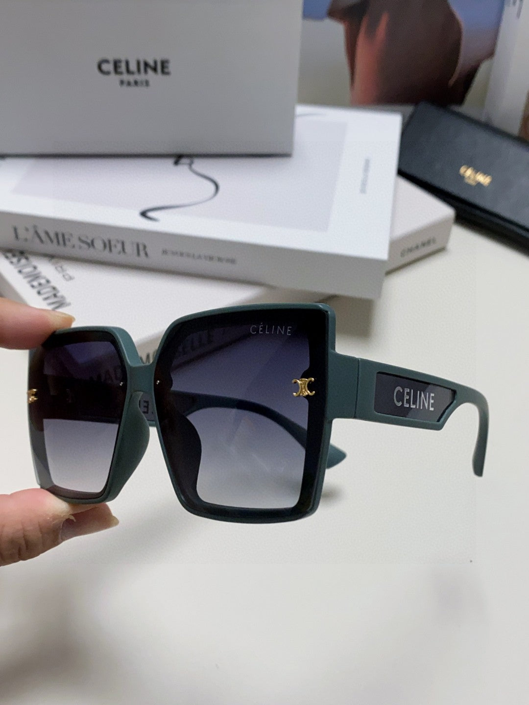 Celine Oversized Silver Lens Sunglasses for Men & Women - detail image 5