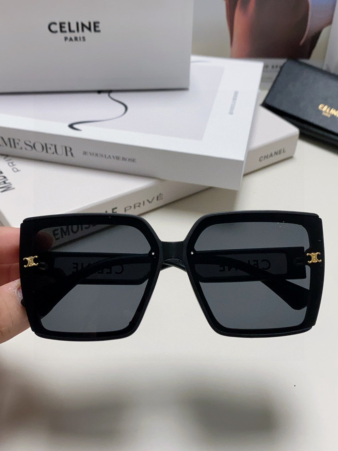 Celine Oversized Black Lens Sunglasses for Men & Women - detail image 3