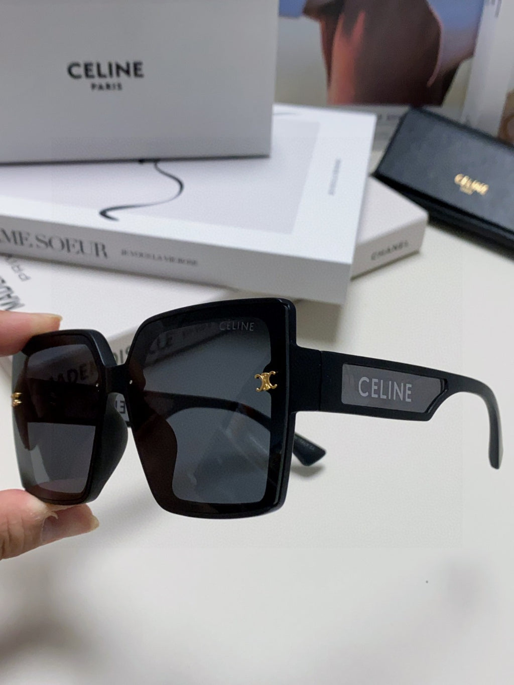 Celine Oversized Black Lens Sunglasses for Men & Women - detail image 5