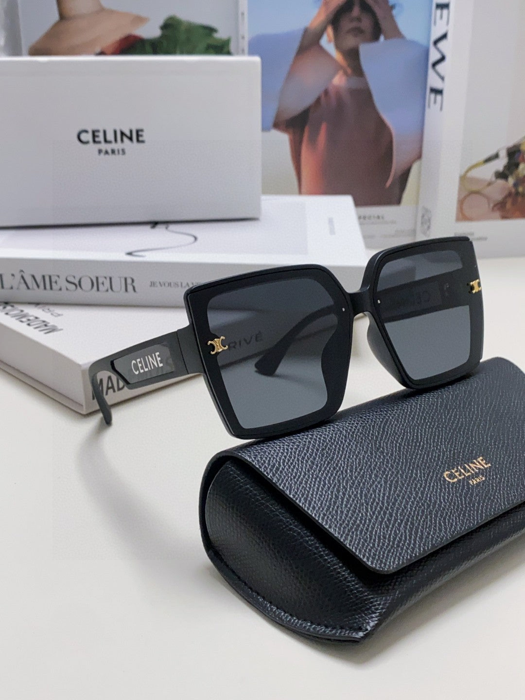 Celine Oversized Black Lens Sunglasses for Men & Women - detail image 7