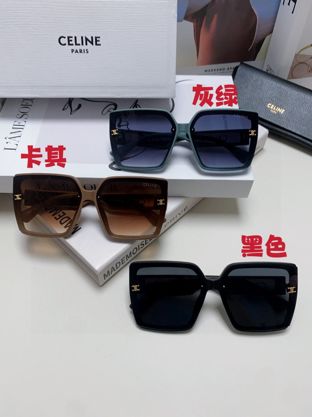 Celine Oversized Black Lens Sunglasses for Men & Women - detail image 9