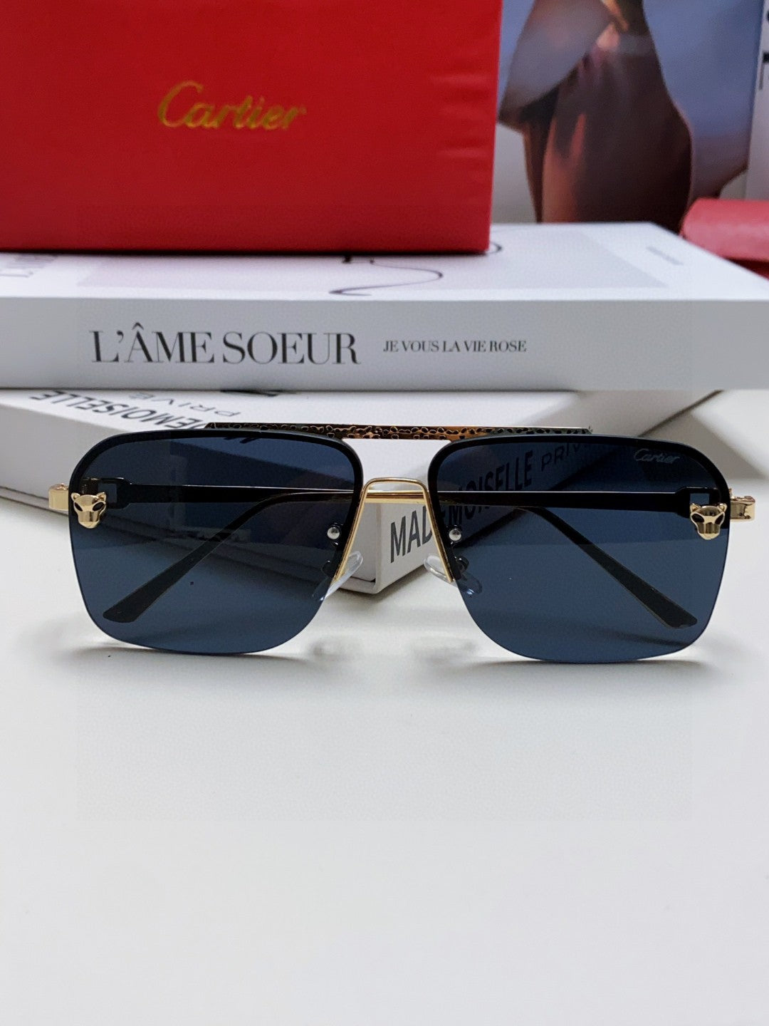 Cartier Lightweight Rimless Black Lens Sunglasses for Men & Women - 449447 - detail image 6