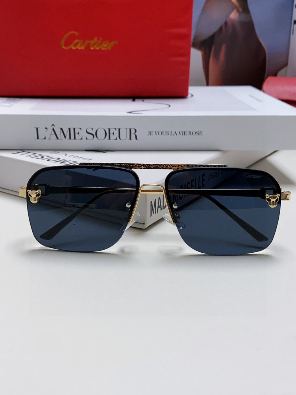 Cartier Lightweight Rimless Black Lens Sunglasses for Men & Women - 415853 - detail image 6