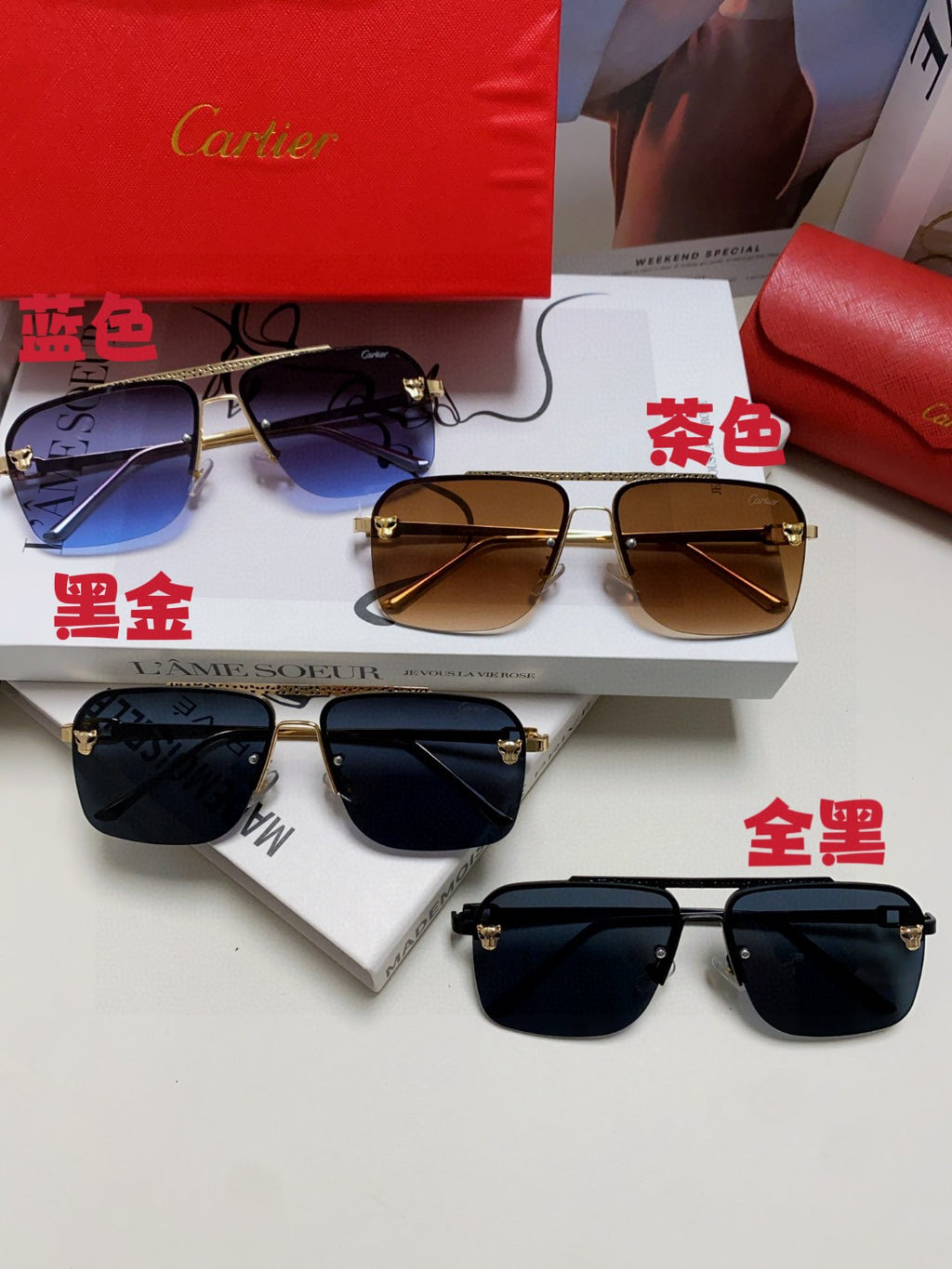 Cartier Lightweight Rimless Black Lens Sunglasses for Men & Women - 415853 - detail image 9