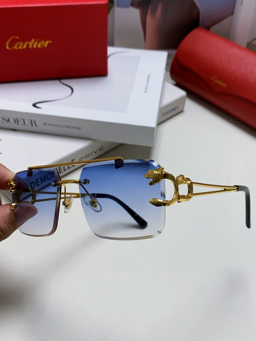 Cartier Lightweight Rimless Silver Lens Sunglasses for Men & Women - 449450 - detail image 4