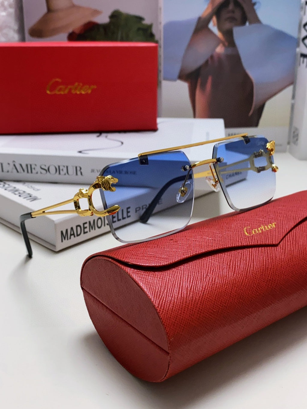 Cartier Lightweight Rimless Silver Lens Sunglasses for Men & Women - 449450 - detail image 6