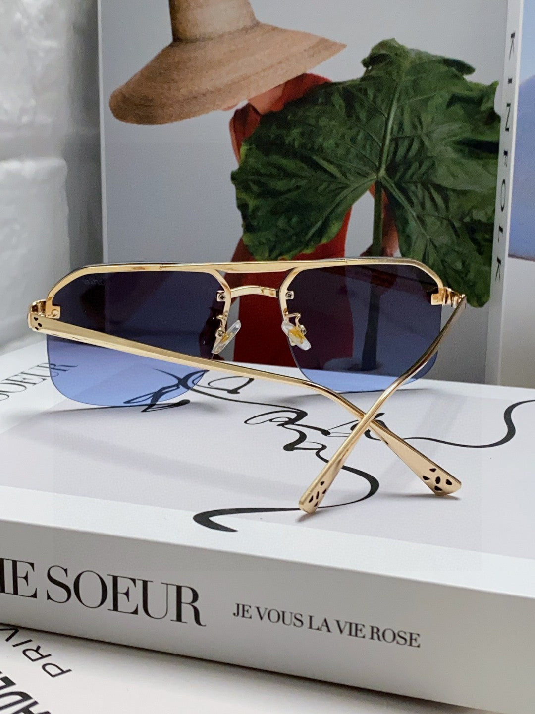 Cartier Metal Square Blue Lens Sunglasses for Men & Women - 449453