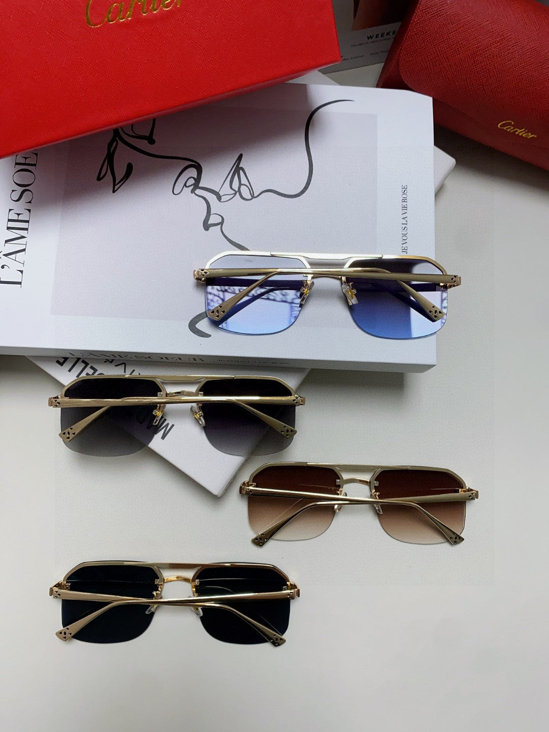 Cartier Metal Square Blue Lens Sunglasses for Men & Women - 449453 - detail image 7