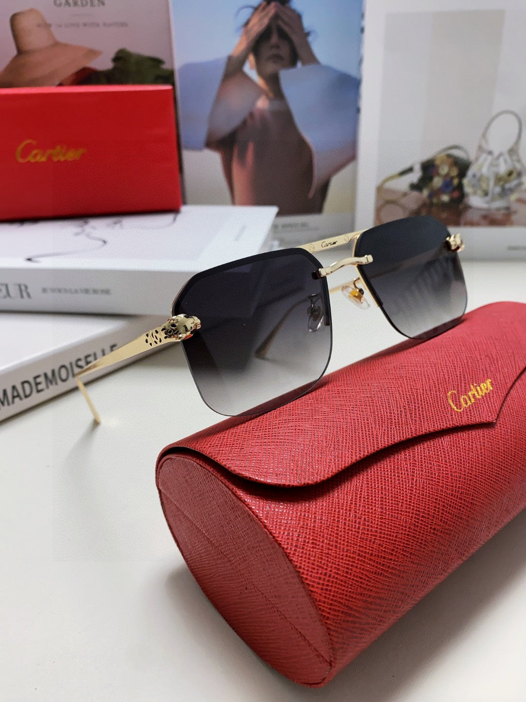 Cartier Metal Square Gray Lens Sunglasses for Men & Women - 415859 - detail image 7