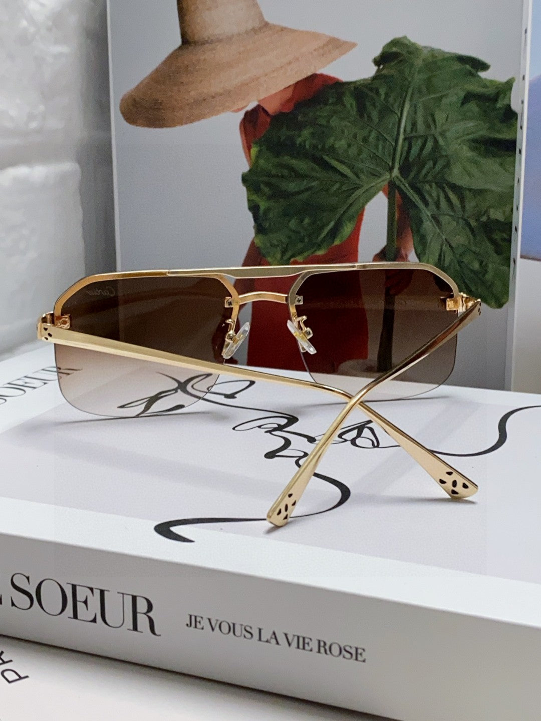 Cartier Metal Square Brown Lens Sunglasses for Men & Women - 415860 - detail image 2