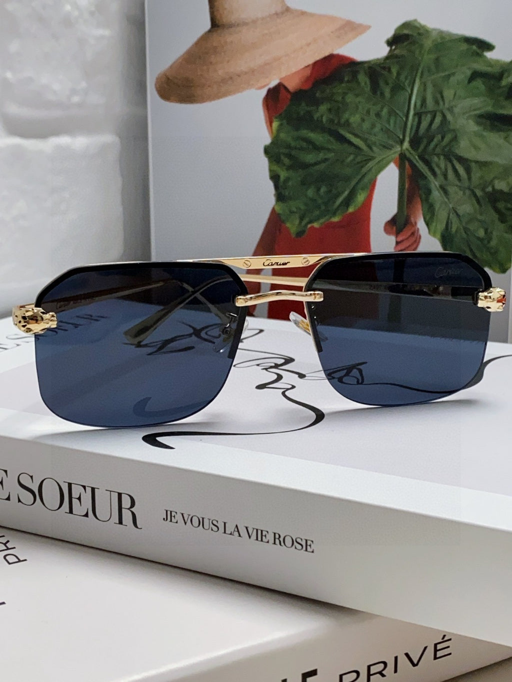 Cartier Metal Square Black Lens Sunglasses for Men & Women - 415861