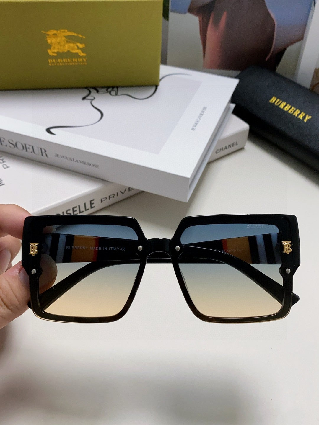 Burberry Oversized Black Lens Sunglasses for Women - 416061 - detail image 3