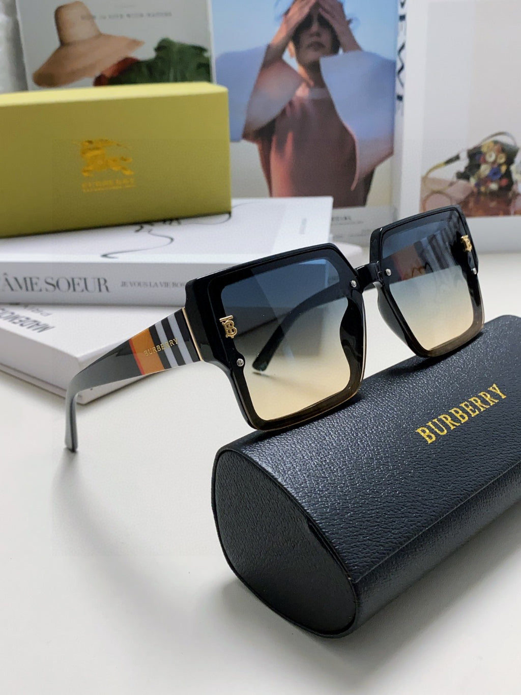 Burberry Oversized Black Lens Sunglasses for Women - detail image 7