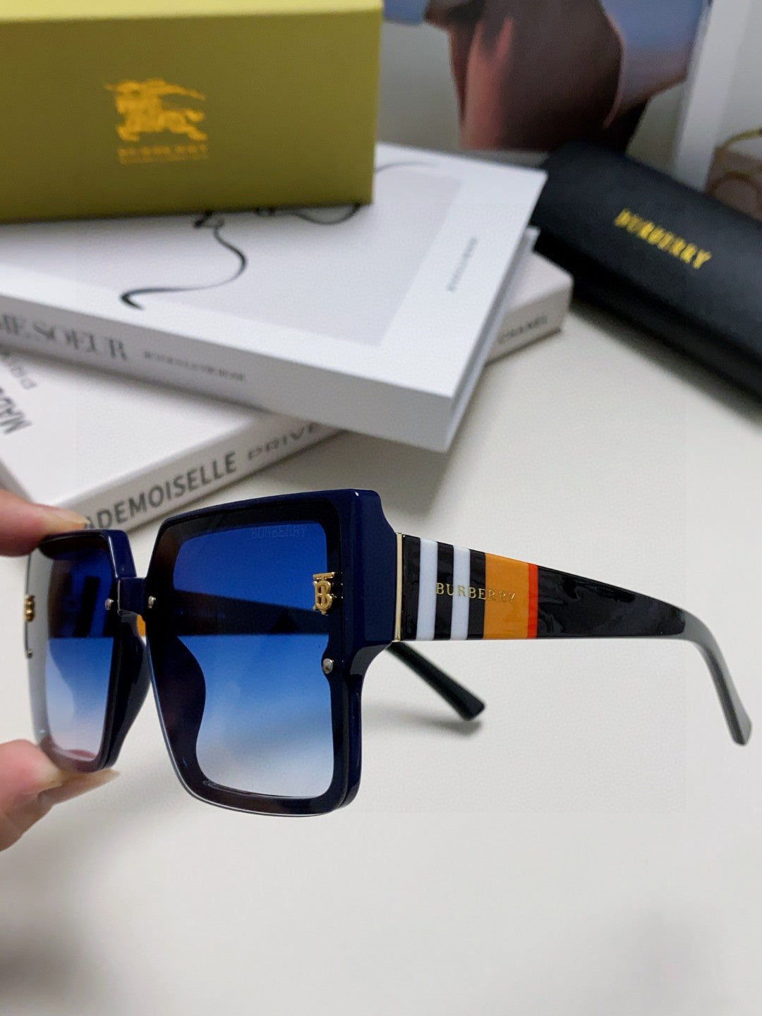 Burberry Oversized Blue Lens Sunglasses for Women - 416062 - detail image 5