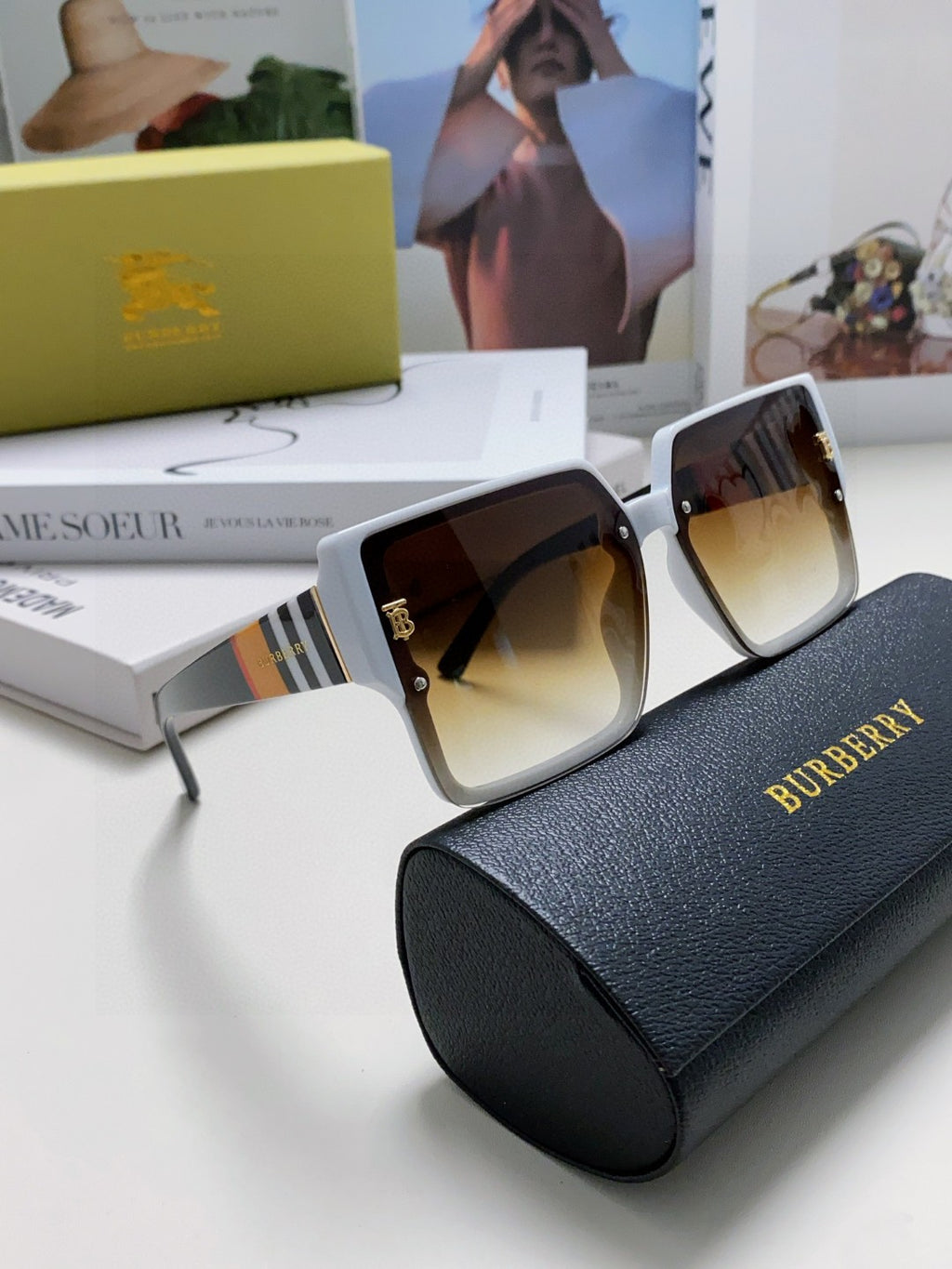 Burberry Oversized Brown Lens Sunglasses for Women - detail image 7