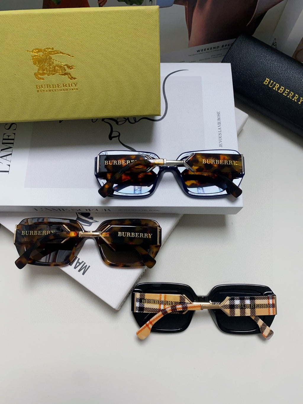 Burberry Rectangular Gray Lens Sunglasses for Men & Women - 416067 - detail image 8