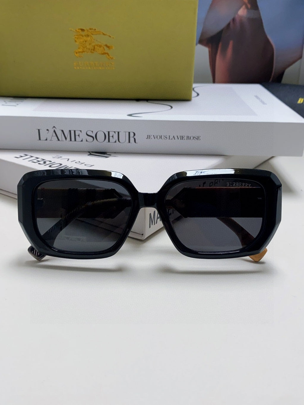 Burberry Rectangular Black Lens Sunglasses for Men & Women - 449606 - detail image 6