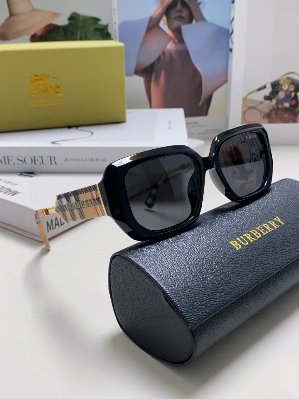 Burberry Rectangular Black Lens Sunglasses for Men & Women - 449606 - detail image 7