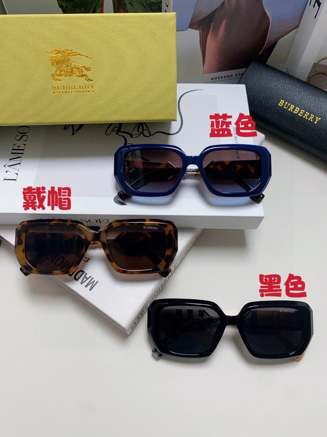 Burberry Rectangular Black Lens Sunglasses for Men & Women - 416068 - detail image 9