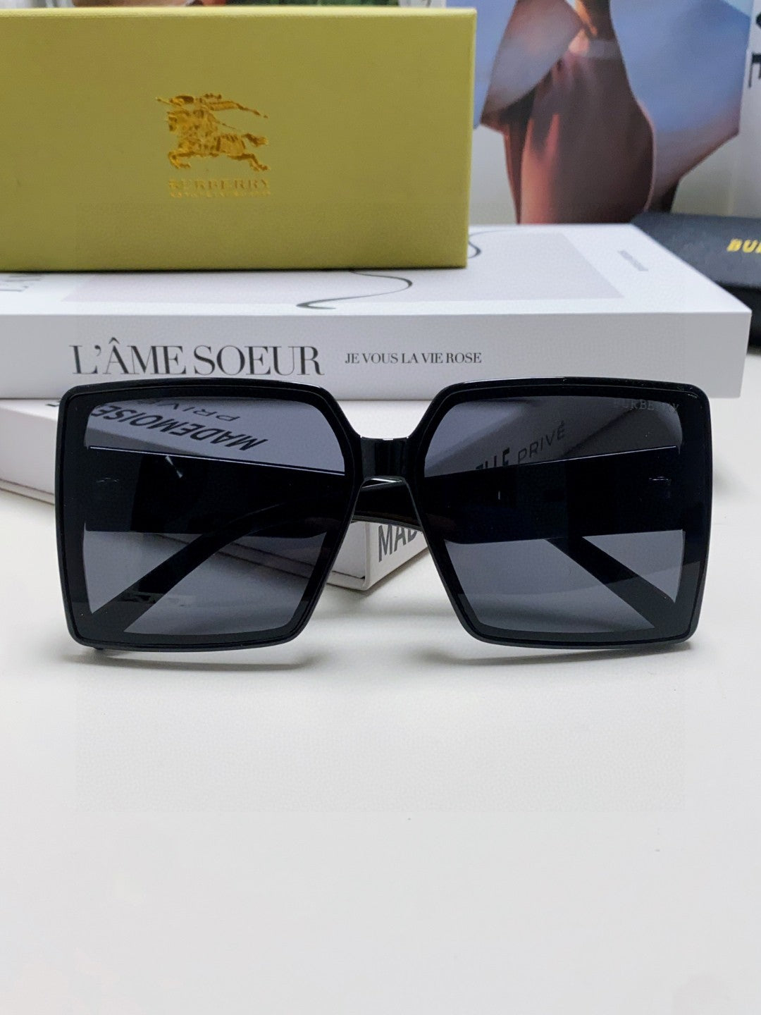 Burberry Polarized Oversized Black Lens Sunglasses for Women - detail image 6