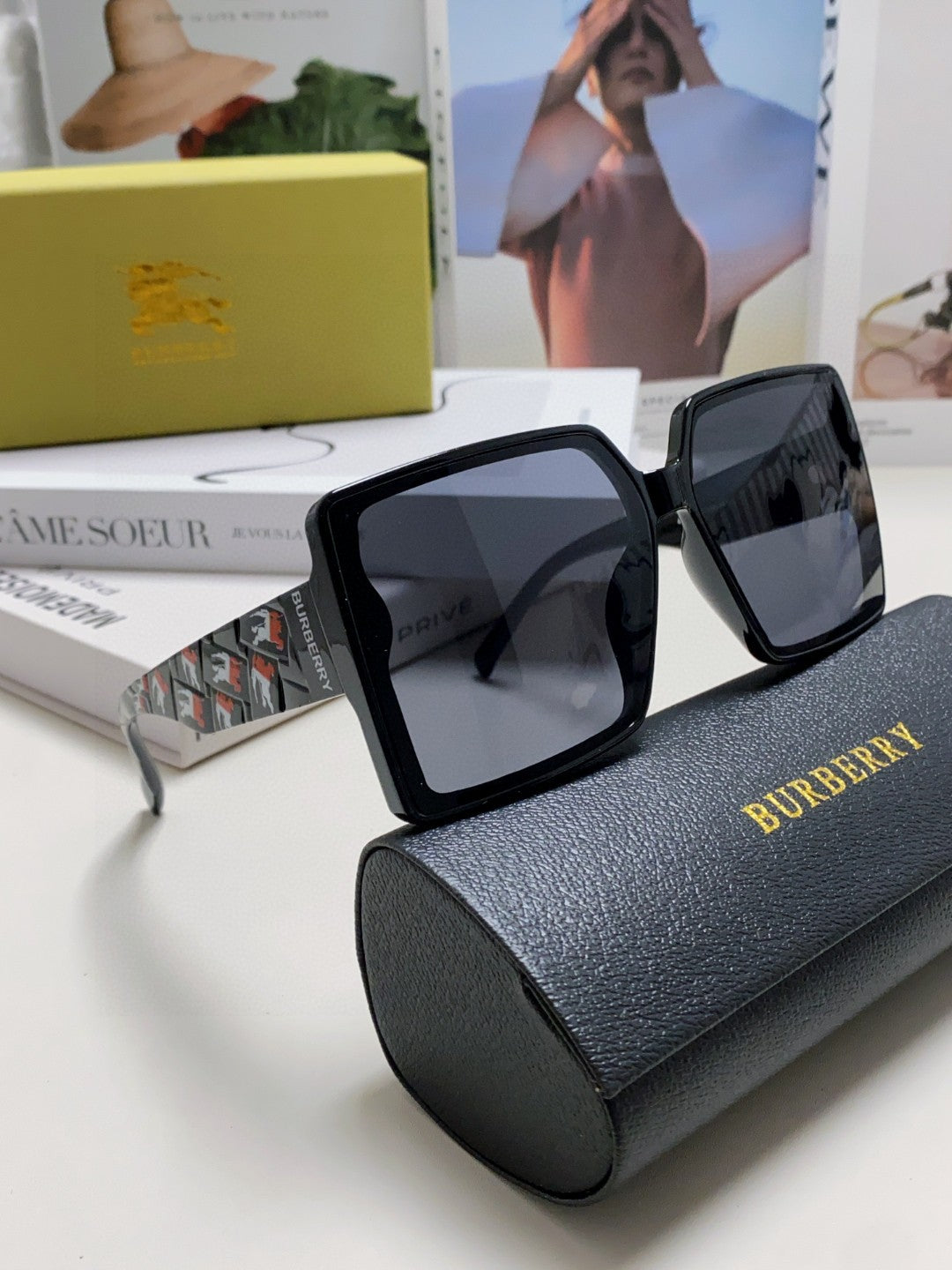 Burberry Polarized Oversized Black Lens Sunglasses for Women - detail image 7