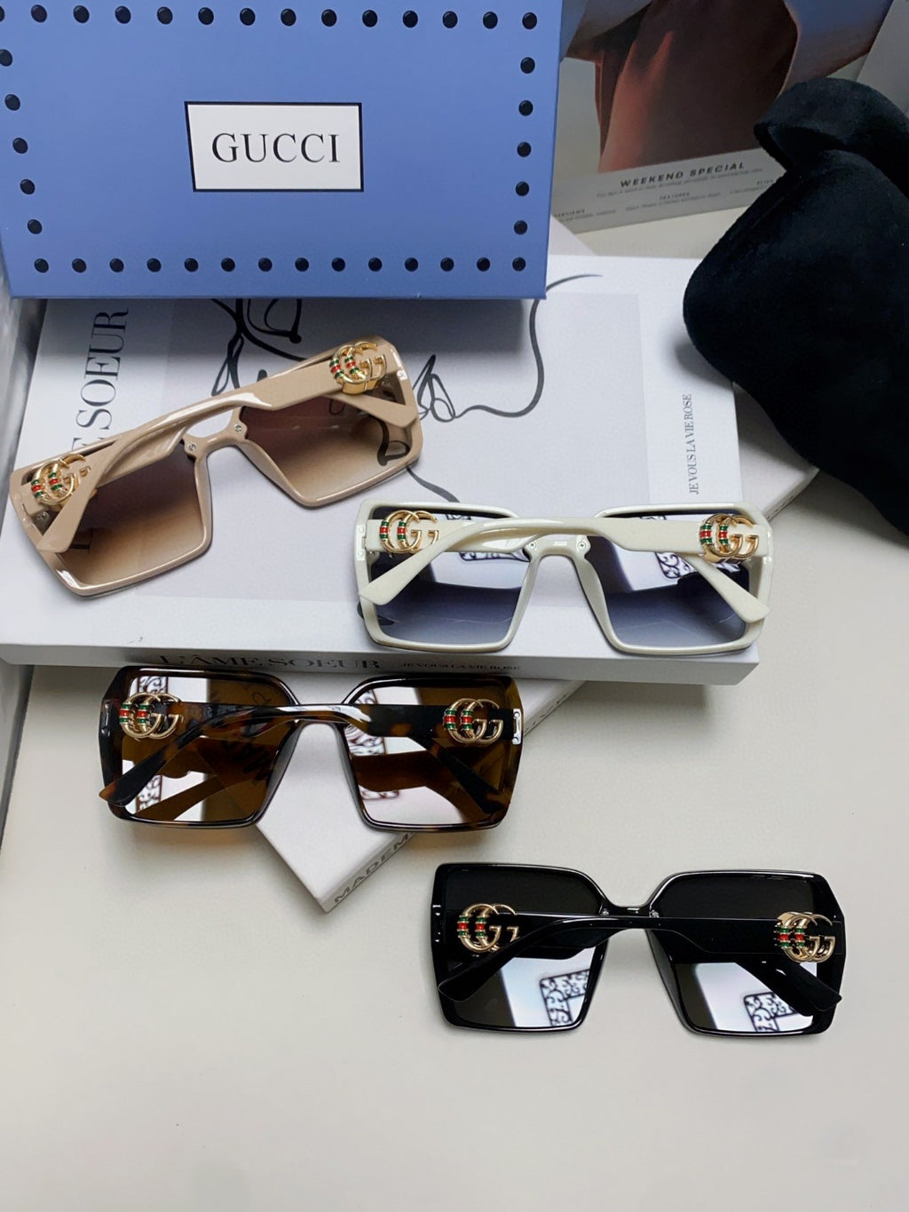 Gucci Oversized Brown Lens Sunglasses for Women - 448823 - detail image 8