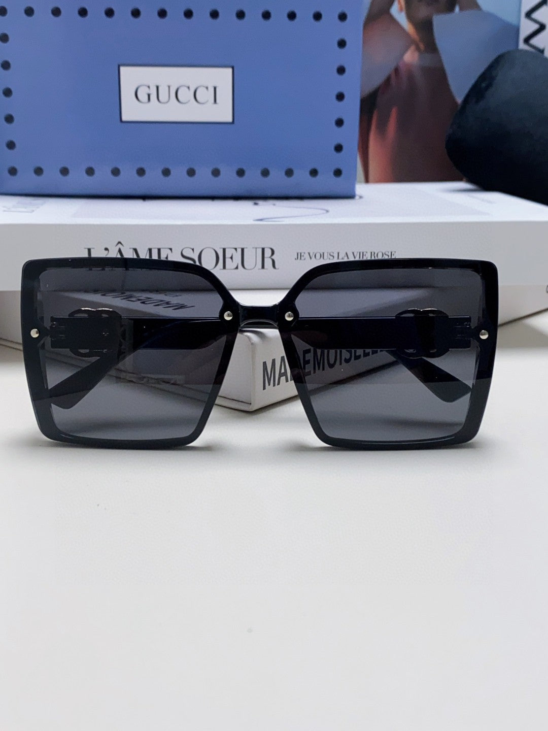 Gucci Oversized Black Lens Sunglasses for Women - 448824 - detail image 6
