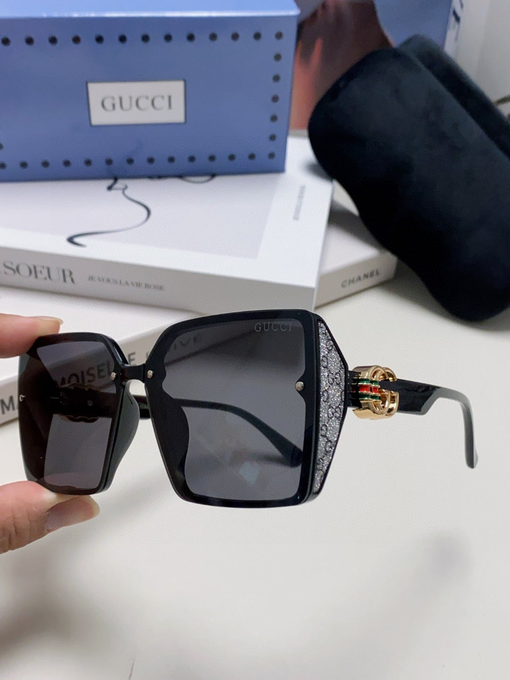 Gucci Oversized Black Lens Sunglasses for Women - 448824 - detail image 5