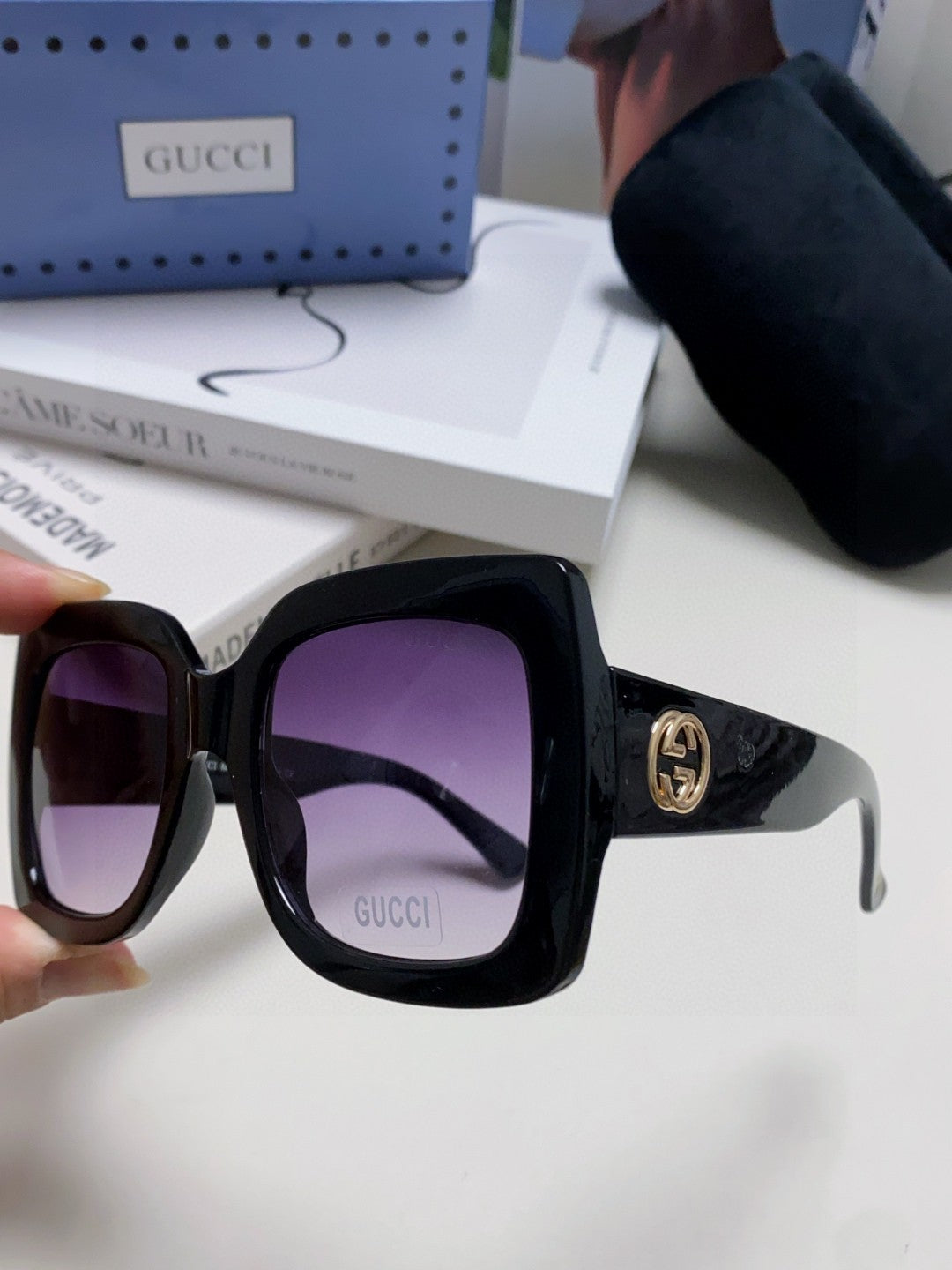 Gucci Oversized Silver Lens Sunglasses for Men & Women - 448826 - detail image 5