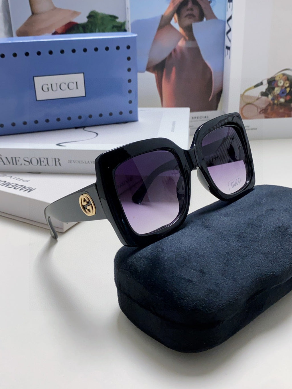 Gucci Oversized Silver Lens Sunglasses for Men & Women - 448826 - detail image 7
