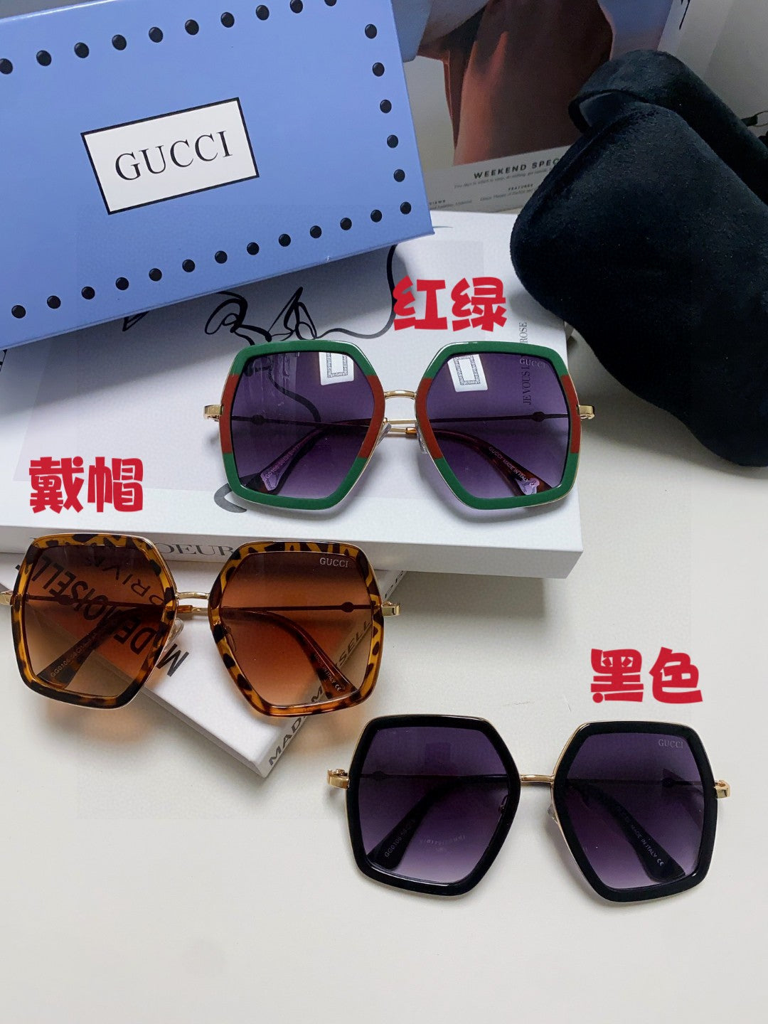 Gucci GG0106 Fashion Red Lens Sunglasses for Women - 448827 - detail image 9