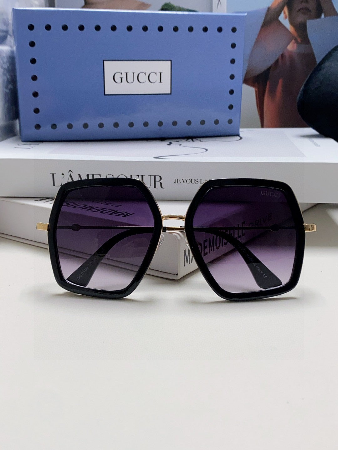 Gucci GG0106 Fashion Red Lens Sunglasses for Women - detail image 6