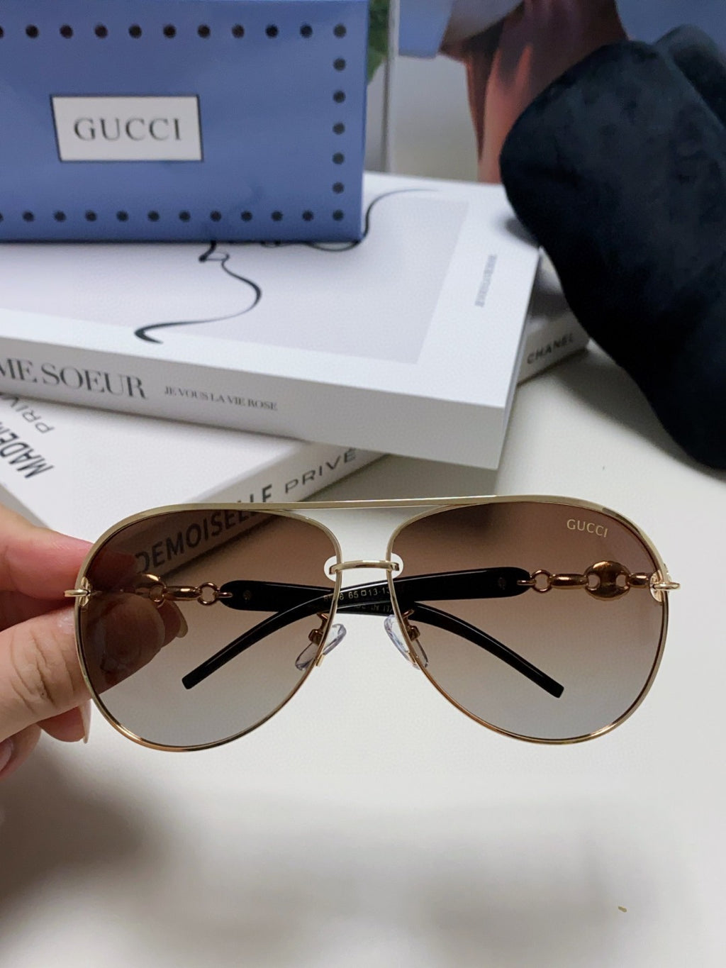 Gucci Polarized Aviator Silver Lens Sunglasses for Men & Women - 448829 - detail image 3