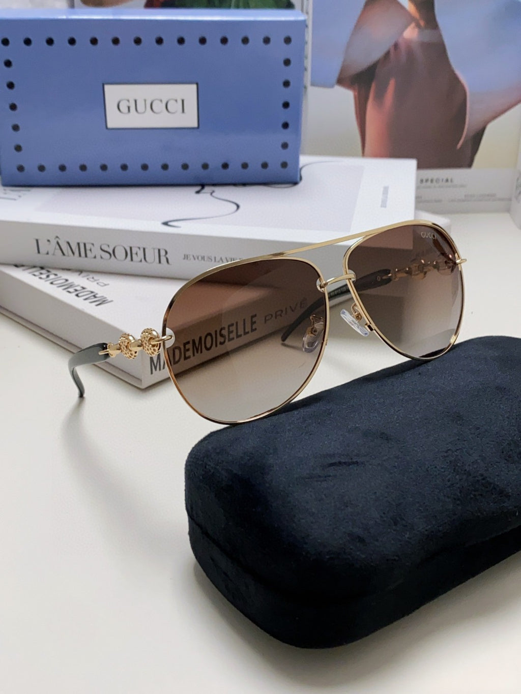 Gucci Polarized Aviator Silver Lens Sunglasses for Men & Women - 448829 - detail image 7
