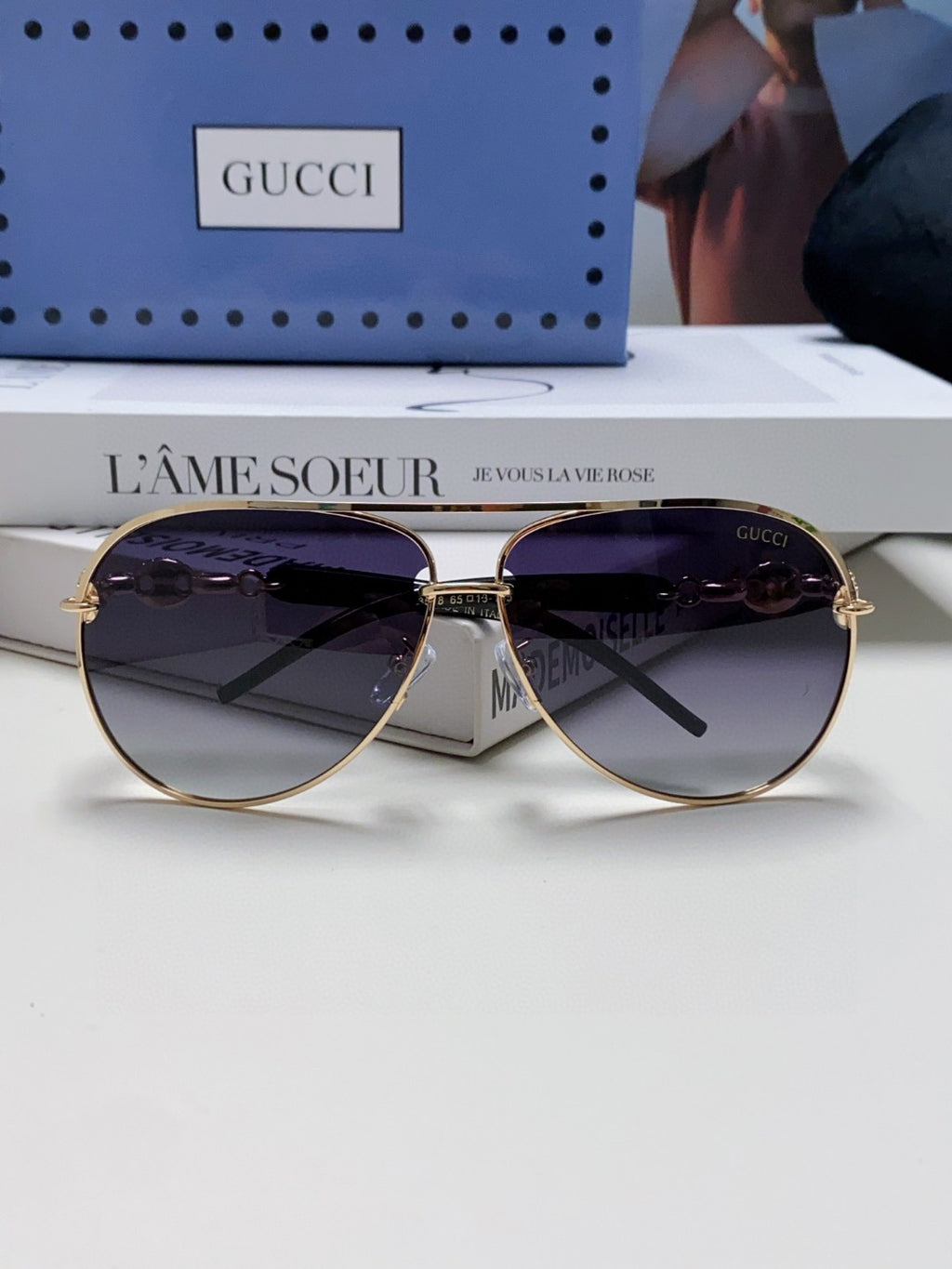 Gucci Polarized Aviator Silver Lens Sunglasses for Men & Women - detail image 6