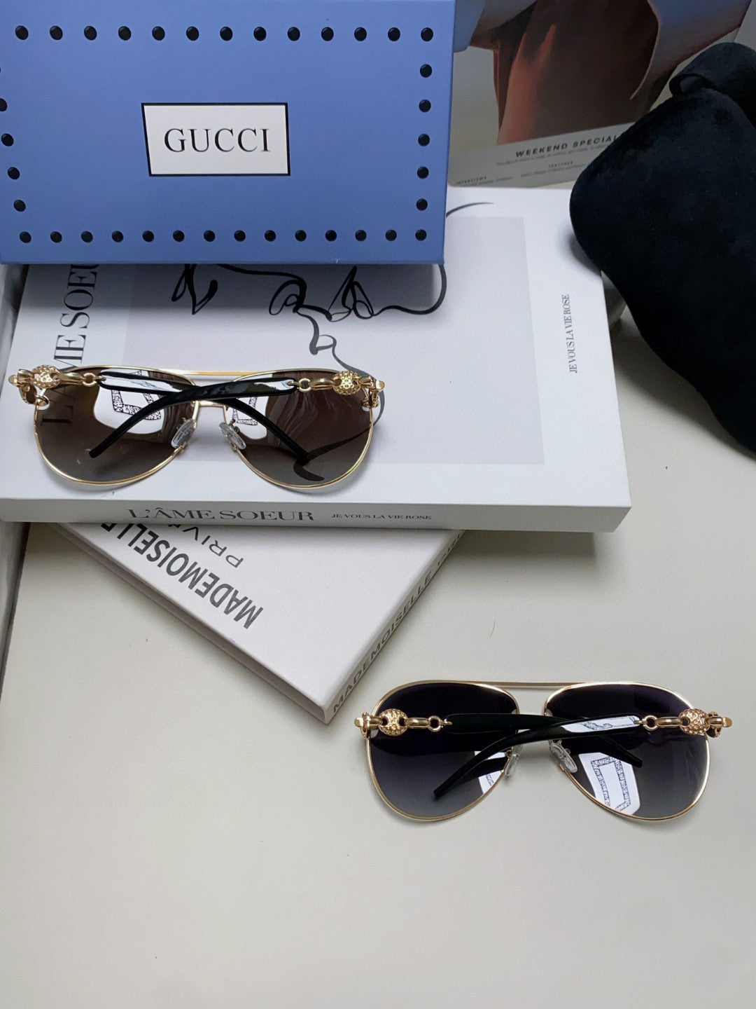 Gucci Polarized Aviator Silver Lens Sunglasses for Men & Women - detail image 8