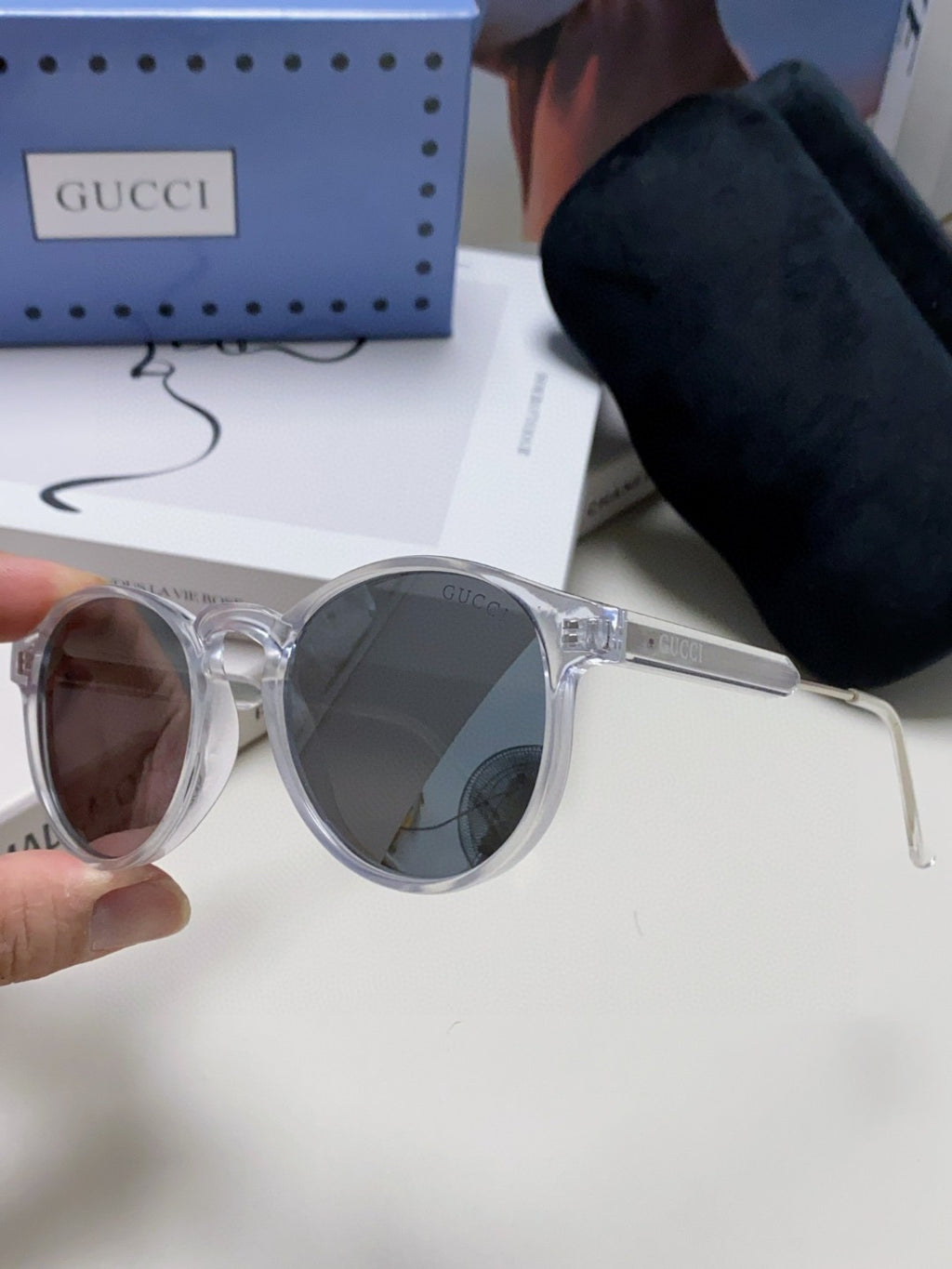 Gucci Round Silver Lens Sunglasses for Men & Women - detail image 4